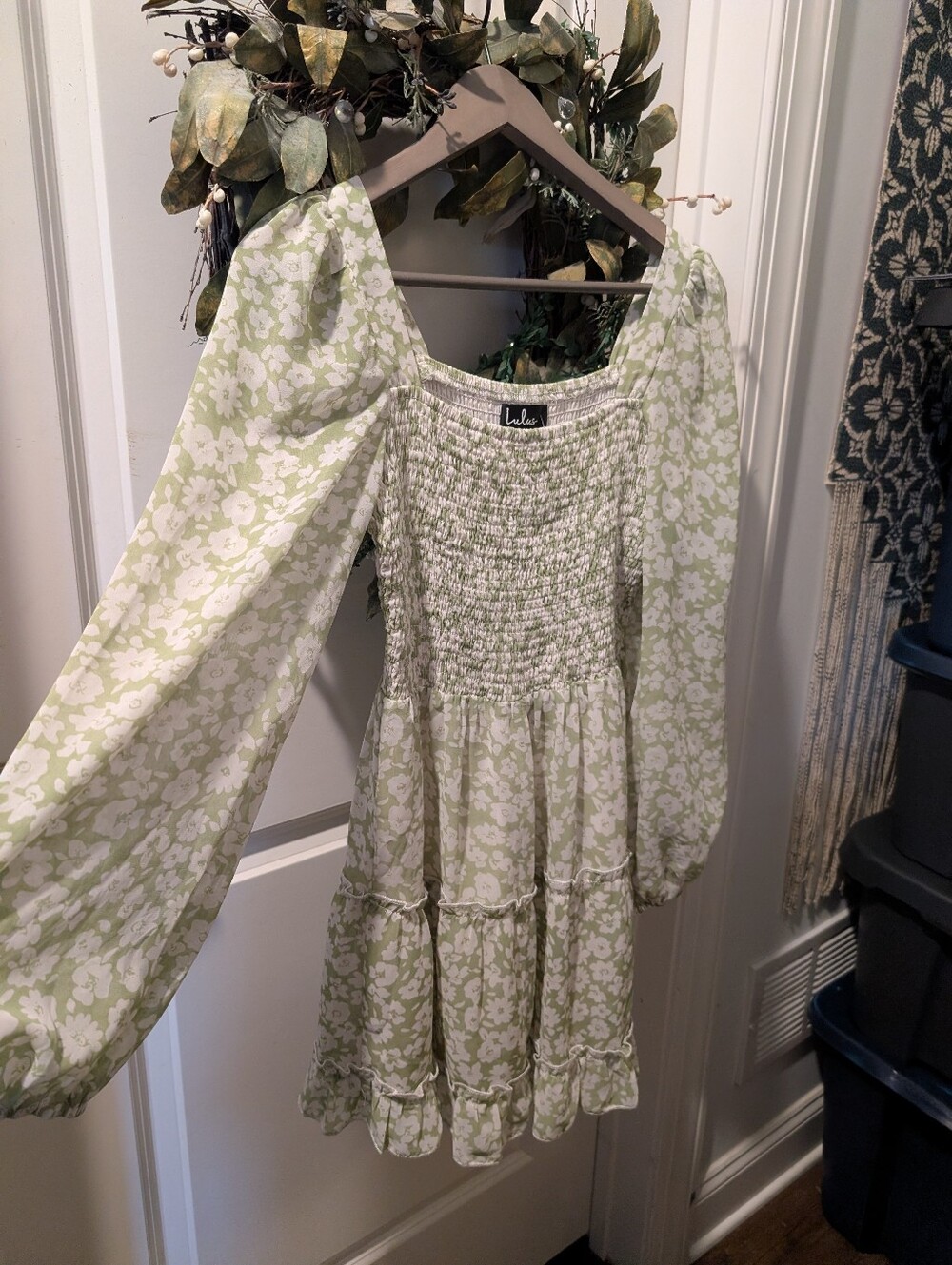 Lulu's Light Green Floral Blouse